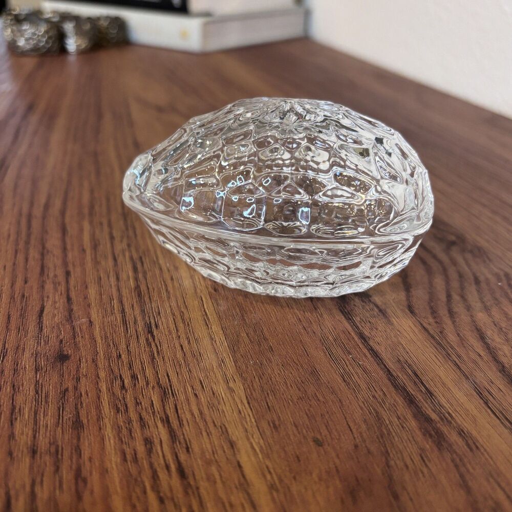 Crystal Clear Glass Egg ~ Trinket Box With Lid